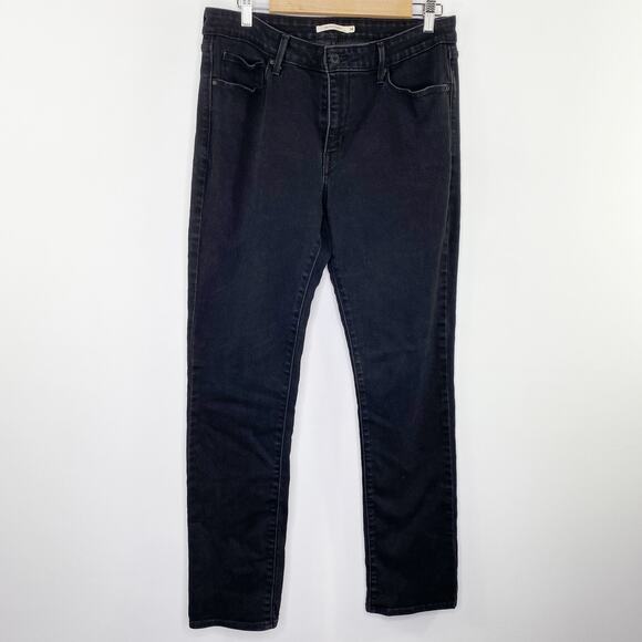 Levi's Mid-Rise Black Stretch Denim Sateen Skinny Jeans Women's Size 14 32 x 32 - Picture 2 of 10